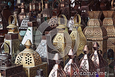 Traditional glass and metal lamps Stock Photo