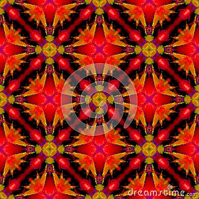 Traditional Graphic Medallion. Orange, Red, Pink Stock Photo