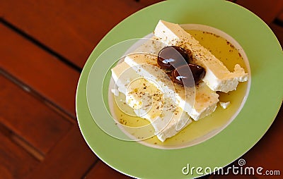 Traditional greek feta cheese Stock Photo