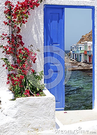 Traditional greek house on Santorini island Stock Photo