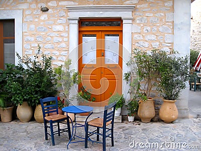 Traditional greek island porch Stock Photo