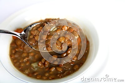 Traditional greek lentil soup Stock Photo
