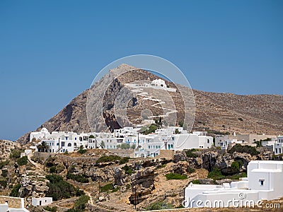 Greek village Chora in Folegandros island Stock Photo