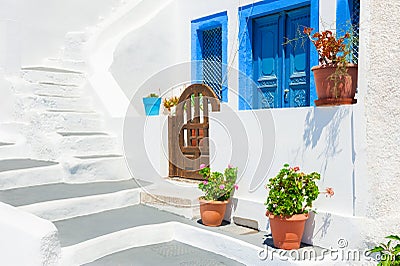 Traditional greek white architecture on Santorini island, Greece Stock Photo