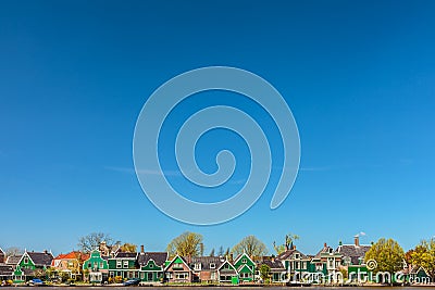 Traditional green Dutch historic houses Stock Photo