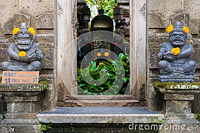 Traditional guest house entrance in Ubud, Bali Editorial Stock Photo