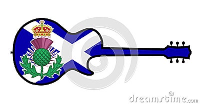 Guitar Scotland Flag Silhouettes Vector Illustration