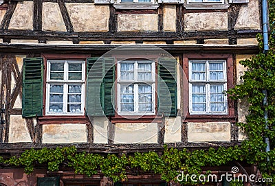 Traditional half-timbered houses in Wissembourg in Alsace Stock Photo