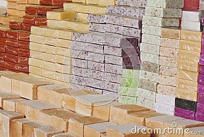 Traditional hand-made soap bars. Stock Photo