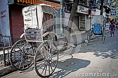 Traditional hand pulled indian rickshaw Editorial Stock Photo