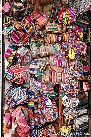 Traditional handcrafts on the market in Uyuni, Bolivia Stock Photo