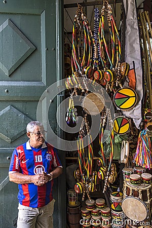 Traditional handcrafts in Mercado Modelo Editorial Stock Photo
