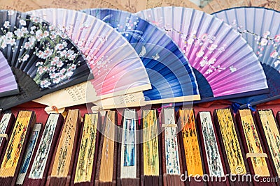 Traditional handicraft chinese fans at market in Yangshuo, China Stock Photo