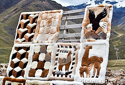 Traditional handicraft products exhibited in La Raya Pass- Peru 136 Stock Photo