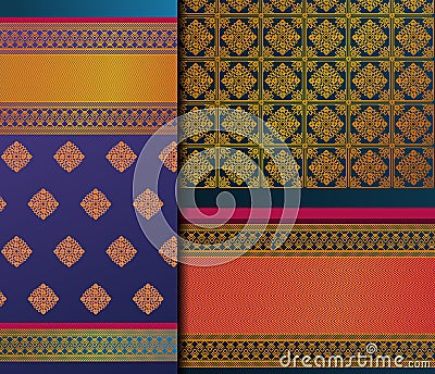 Indian Pattu Sari Vector pattern set Vector Illustration