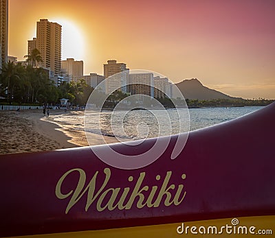 Hawaii Beach Outrigger Canoe Editorial Stock Photo