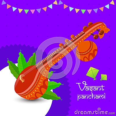 Traditional Hindu Religion Festival Vasant Panchami Greeting Stock Photo