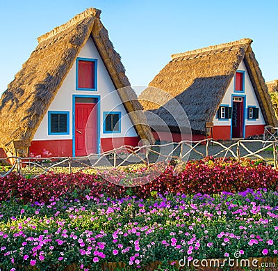 Traditional historic rural houses Madeira Stock Photo