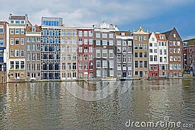 Traditional historical dutch houses at the waterfront in the cit Stock Photo