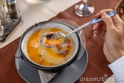 Traditional homemade bean soup Stock Photo