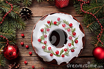 Traditional homemade christmas cake holiday Stock Photo