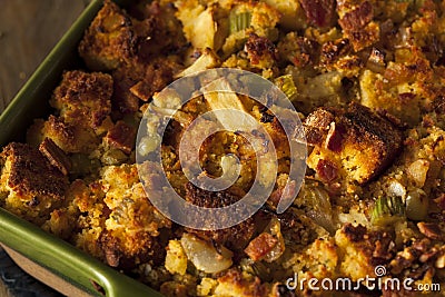 Traditional Homemade Cornbread Stuffing Stock Photo