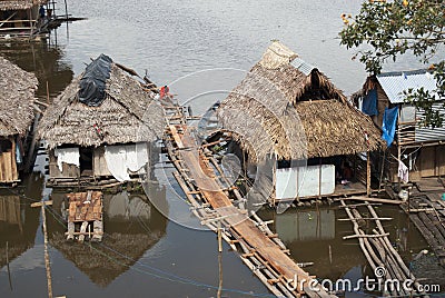 Traditional house on the Amazon river in Iquitos, Peru Stock Photo