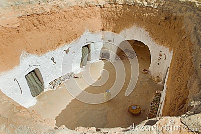 Traditional house of Berbers in the Atlas mountains in Tunisia Stock Photo