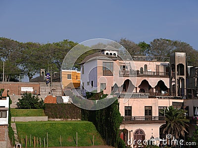 Traditional houses in Barranco district of Lima, Peru Stock Photo