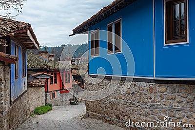 Traditional houses in the Bulgarian town Koprivshtitsa Stock Photo