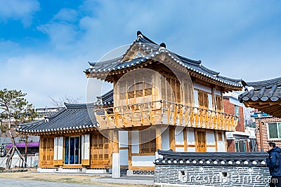 Traditional houses in the city of Suwon of South Korea near the Hwaseong Fortress, traditional landmark in the city of Suwon Editorial Stock Photo