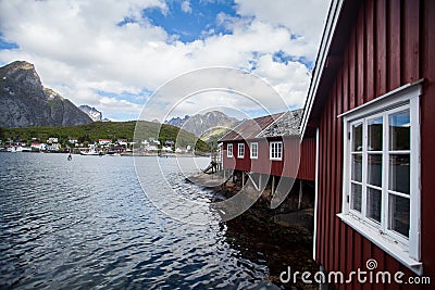 Traditional houses in Lofoten, Norway Stock Photo