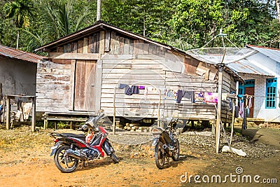 Traditional houses of the native people of indonesia in village Editorial Stock Photo