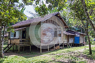 Traditional houses of the native people of indonesia in village Stock Photo