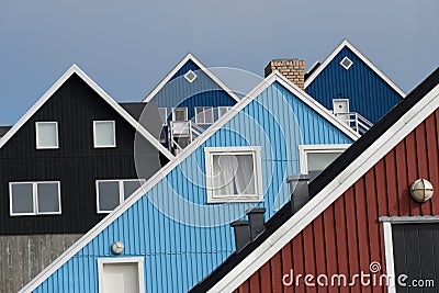 Traditional houses in Nuuk, Greenland Stock Photo