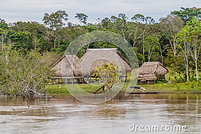 Houses in peruvian jungle Stock Photo