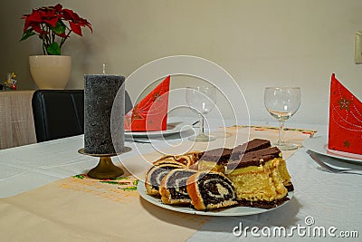 Traditional Hungarian cake as a foretaste for Christmas dinner Stock Photo