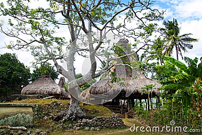 Traditional hut of inhabitant in sumba island Stock Photo