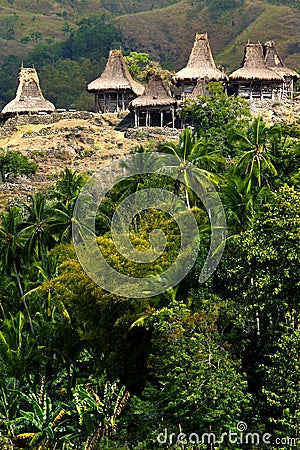 Traditional hut of inhabitant in sumba island Stock Photo