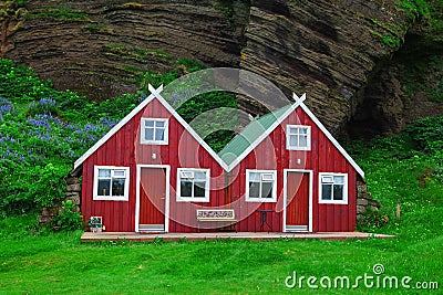 Traditional icelandic Cottage House Stock Photo