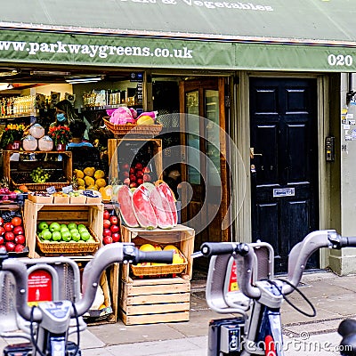 Traditional Independent Greengrocers in Parkway London Editorial Stock Photo