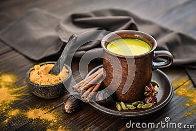 Traditional Indian drink turmeric milk Stock Photo