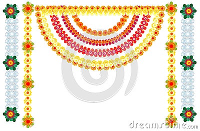Traditional Indian flower garlands decoration for holiday Vector Illustration