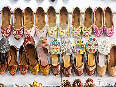 Traditional Indian handmade designer shoes Stock Photo