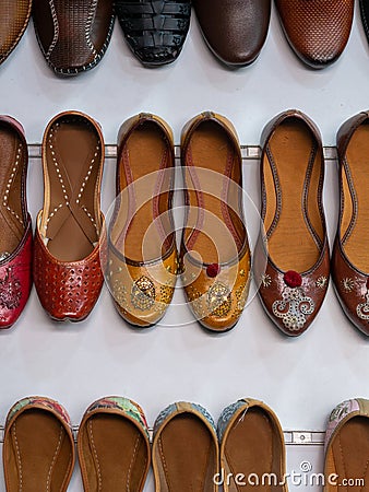 Traditional Indian handmade designer shoes Stock Photo