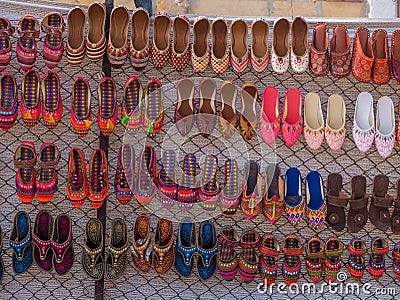 Traditional Indian handmade designer shoes Stock Photo