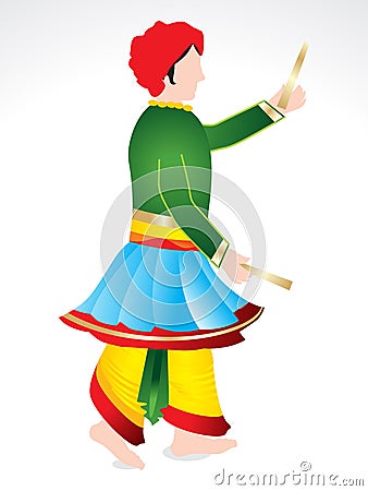 Traditional indian man playing dandiya Vector Illustration