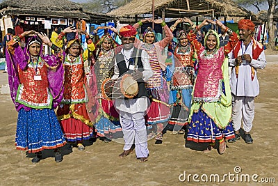 Traditional Indian Music and Dance Group Editorial Stock Photo