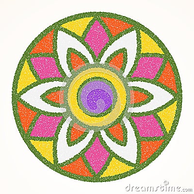 Traditional indian ornament rangoli for Onam or Diwali festival greeting card Vector Illustration