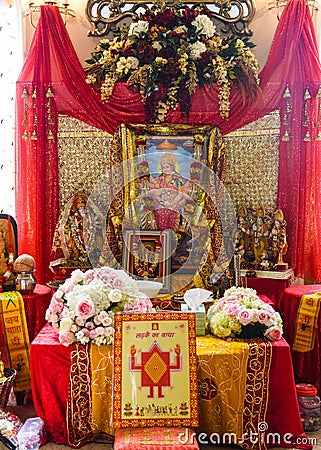 A traditional Indian religious wedding altar Stock Photo